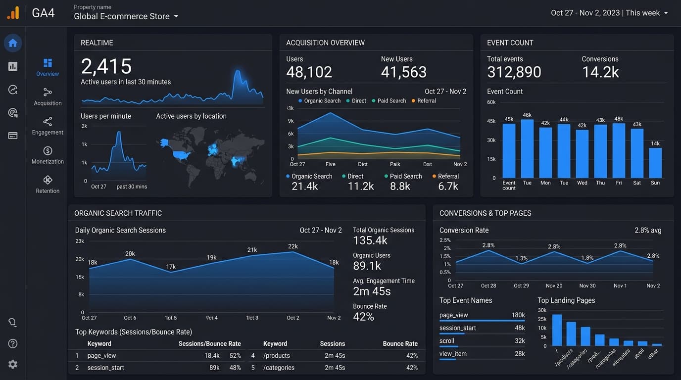 Google Analytics 4 Realtime Dashboard