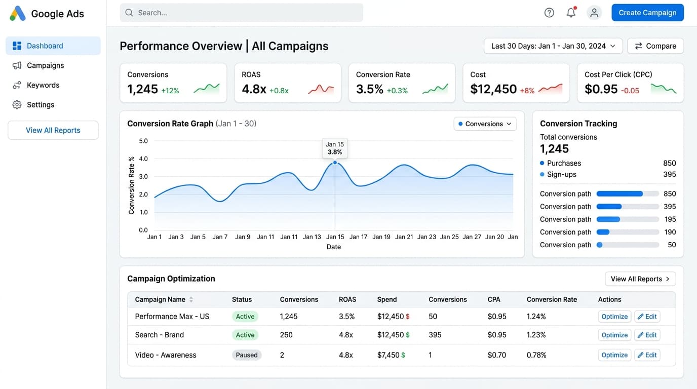 Google Ads Conversion Tracking Dashboard