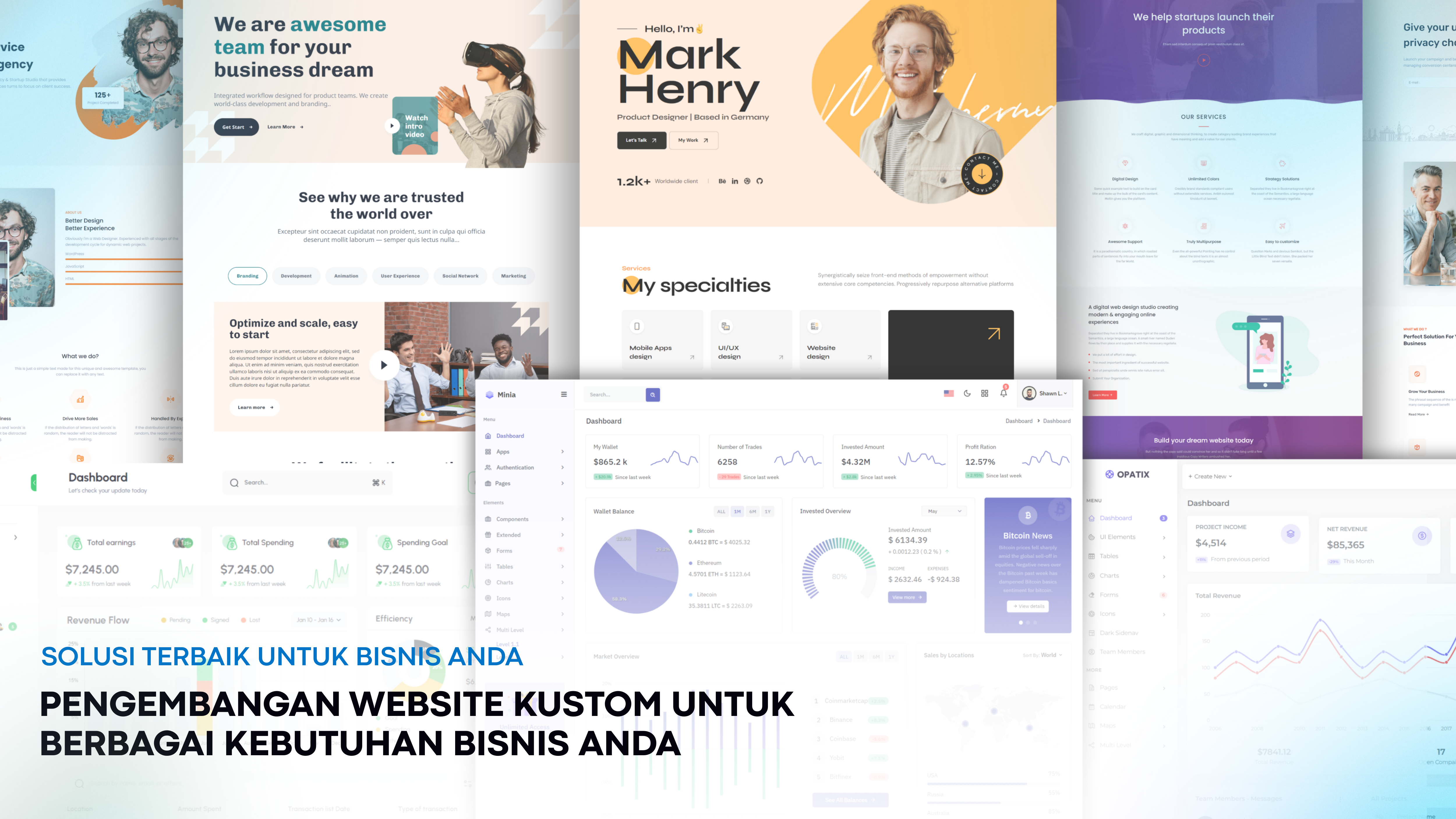 Preview dashboard website dan aplikasi custom Flowdev Teams